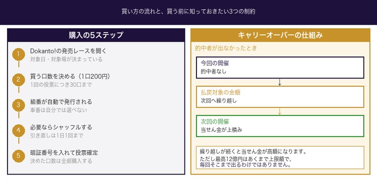 Dokanto!の購入5ステップとキャリーオーバーの仕組み