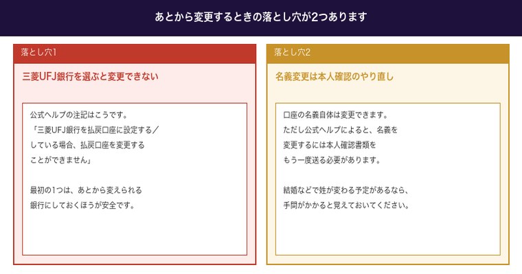 払戻口座を変更するときの2つの注意点